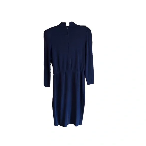Vintage St. John for Saks embellished knit sweater Dress Navy Women's Sz 8 USA - Picture 2 of 15
